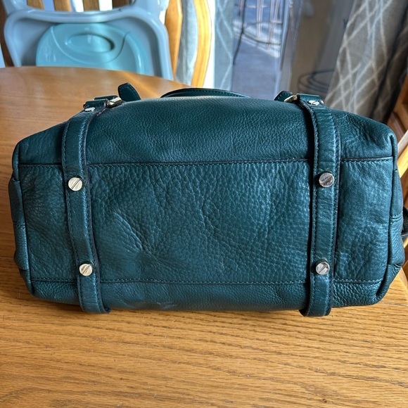 Michael Kors Large Bedford Buckle Bowling Satchel - Forest Green Pebble Leather - Picture 5 of 10